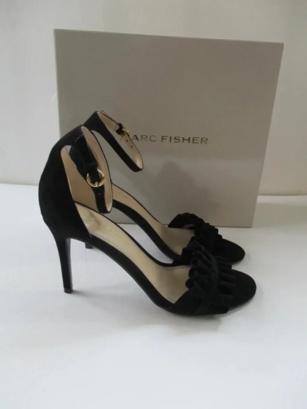 Marc Fisher Balyda Sandal High Heels Black Suede Size 7M-NIB